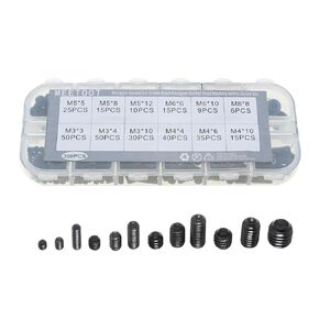 MEETOOT 300PCS Hexagon Socket Set Screw Black Hexagon Socket Head Machine Metric Screw Set for Door Handle and Tap and Light Fitting