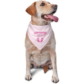 Coming Soon….Bandana Pregnancy Announcement,Gender Reveal Dog Bandana,Triangle Scarf Bandanas Bibs,New Baby Shower,Reversible (Pink)