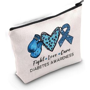 Gzrlyf Fight Love Cure Type 1 Type 2 Diabetic Medical Bag Supply Storage Diabetes Organization Diabetes Warrior Diabetes Awareness Gift (Fight Love Cure)