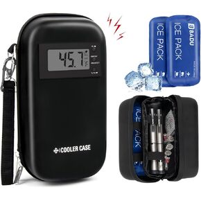 Insulin Cooler Travel Case with Alarm Function Refrigerated Medicine Organizer Bag with Temperature Display Diabetic Travel Case w/2 TSA Approved Ice Pack Compact for Daily Life and Trips