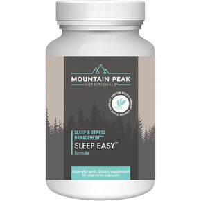 Mountain Peak Nutritionals Sleep Easy - مكمل لدعم النوم يعزز المزاج المريح والهادئ - 5-HTP، والأحماض الأمينية، والميلاتونين، والمغنيسيوم - مكمل غذائي لا يسبب الحساسية (60 كبسولة)