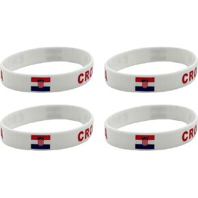 4 Pcs Croatia Croatian Country Flag Rubber Bracelets, National Flag Silicone Bracelet, Rubber Wristbands Patriotic Decorations Gift