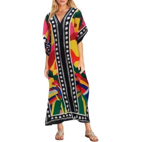 Bsubseach Women Plus Size Kaftan Dress Swimsuit Cover Up Caftan Maxi Beach Dresses Cover Ups