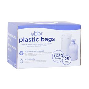 Ubbi Adult Diaper Pail Plastic Bags, 13-Gallon Capacity, Unscented, 75 Count