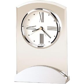 Howard Miller Preston Table Clock II 549-778 – Modern Glass Arch and Aluminum with Quartz, Alarm Movement