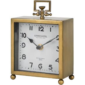 NIKKY HOME Metal Table Clock, Silent Non-Ticking Classic Battery Operated Decorative Mantel Desk Shelf Clock for Living Room Decor - Silver