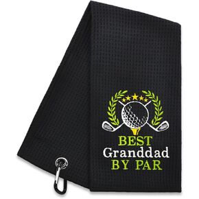 Hafhue Best Granddad by Par Embroidered Golf Towel, Grandpa Golf Towel, Golf Accessories for Men, Golf Gift for Dad Grandpa, Birthday for Grandpa Golf Fan, Retirement Gift for Granddad