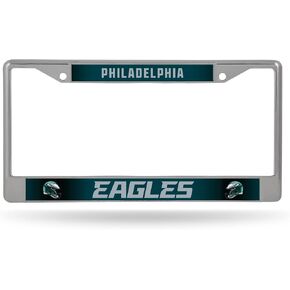 Rico Industries NFL Philadelphia Eagles 12" x 6" Silver Chrome Frame W' Decal Insert Car/Truck/SUV Auto Accessory