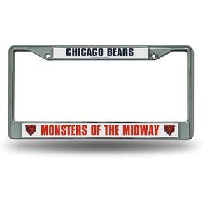Rico Industries NFL Chicago Bears Monsters of Midway 12" x 6" Silver Chrome Frame W' Decal Insert Car/Truck/SUV Auto Accessory
