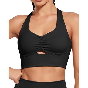 XUNYU Racerback Sports Bras for Women Workout Tops with Built in Bra Crop Tank Top Scoop Neck Wireless Yoga Gym bra