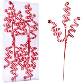 4PC Set Red/White Christmas Tree Decoration Woolen Bells Curly Pick, Christmas Ornaments Home Office Party