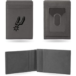 Rico Industries NBA San Antonio Spurs Gray Laser Engraved Front Pocket Wallet Laser Engraved Front Pocket Wallet - Compact/Comfortable/Slim