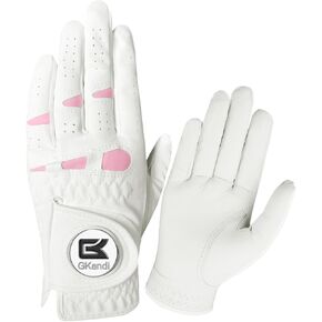 Golf Gloves Women Leather Left Hand for Right Hander Golfer with Ball Marker, Weather Grip Breathable Size Small Medium Large XL
