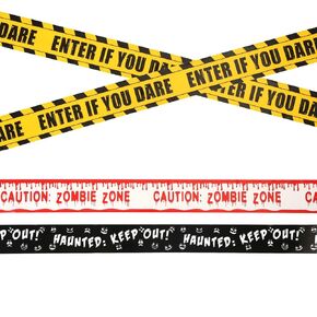 3pcs Halloween Hazard Warning Tape, Halloween Zombie Caution Banner Decor Tapes Zombie Fright Signs for Halloween Party Zombie (3 Colors)