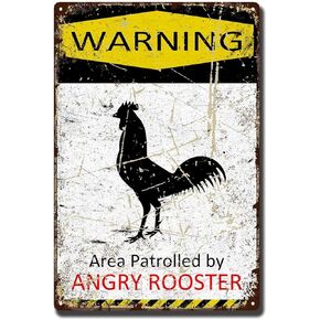 منطقة تحذير طلاء القصدير التي يتم مراقبتها بواسطة ANGRY ROOSTER 8.00 بوصة × 12.00 بوصة لوحة قصدير