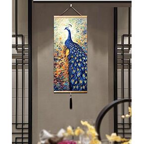 japanese scroll wall art chinese wall art asian wall scroll Peacock for Home Decorations