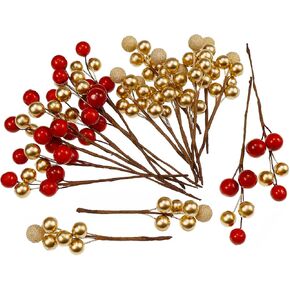 Lorigun 20 جهاز كمبيوتر شخصى التوت الاصطناعي، هولي التوت الاصطناعي يختار زينة شجرة عيد الميلاد، عيد الميلاد التوت ينبع للحرف DIY باب إكليل الذهب الأحمر فروع التوت وهمية ديكور المنزل in Kuwait