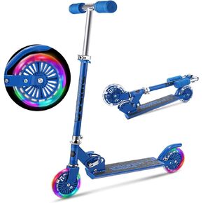 WeSkate Scooter for Kids with LED Light Up Wheels, Adjustable Height Kick Scooters for Boys and Girls Ages 3-12, Rear Fender Break, Folding Kids Scooter, 110lb Weight Capacity