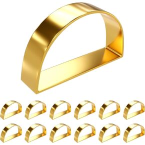 Gold Semicircle Napkin Rings Set of 12, Metal Napkin Rings Holder, Use for Fall Thanksgiving, Christmas, Weddings, Banquet, Holiday Dinner Parties, Buffet Table Setting and Every Day Table Decoration