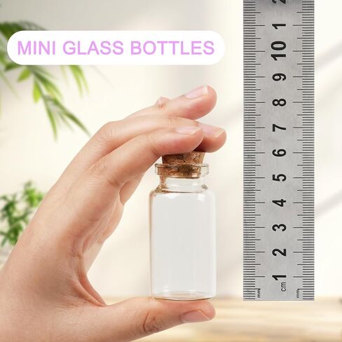 زجاجات زجاجية صغيرة سعة 25 مل مع فلين، 48 عبوة زجاجات صغيرة مع سدادات فلين وخيوط إضافية، قوارير صغيرة بأغطية، برطمانات تعويذة صغيرة، زجاجات جرعة صغيرة لصالح الحفلات، الرمل، الحرف اليدوية in Kuwait