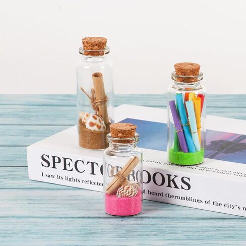 زجاجات زجاجية صغيرة سعة 25 مل مع فلين، 48 عبوة زجاجات صغيرة مع سدادات فلين وخيوط إضافية، قوارير صغيرة بأغطية، برطمانات تعويذة صغيرة، زجاجات جرعة صغيرة لصالح الحفلات، الرمل، الحرف اليدوية in Kuwait