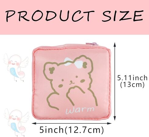 4 عبوات من حقيبة تخزين المناديل الصحية المحمولة اللطيفة على شكل حيوان بسعة كبيرة، حقيبة صغيرة لمستحضرات التجميل للنساء والفتيات (4 ألوان) in Kuwait