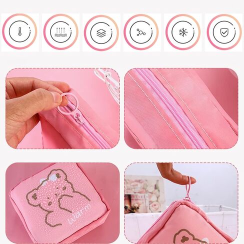 4 عبوات من حقيبة تخزين المناديل الصحية المحمولة اللطيفة على شكل حيوان بسعة كبيرة، حقيبة صغيرة لمستحضرات التجميل للنساء والفتيات (4 ألوان) in Kuwait