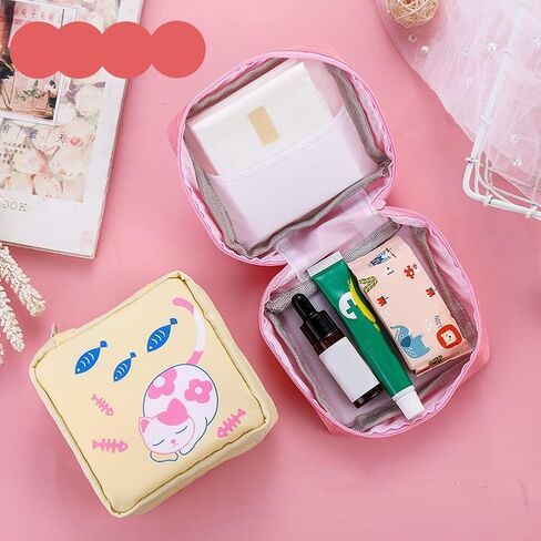 4 عبوات من حقيبة تخزين المناديل الصحية المحمولة اللطيفة على شكل حيوان بسعة كبيرة، حقيبة صغيرة لمستحضرات التجميل للنساء والفتيات (4 ألوان) in Kuwait