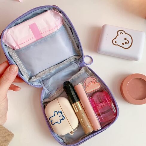 4 عبوات من حقيبة تخزين المناديل الصحية المحمولة اللطيفة على شكل حيوان بسعة كبيرة، حقيبة صغيرة لمستحضرات التجميل للنساء والفتيات (4 ألوان) in Kuwait