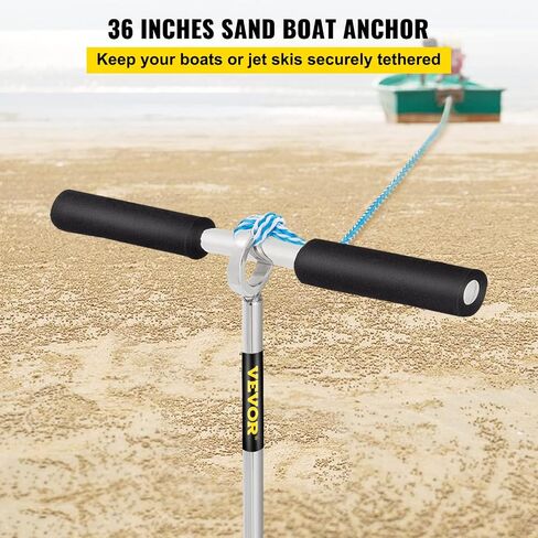 VEVOR Sand Anchor, 36" Length Auger to The Beach and Sandbar, 316 Stainless Steel Screw Anchor with Removable Handle, Bungee Line & Carry Bag, for Jet Ski PWC Pontoon Kayak in Saudi Arabia