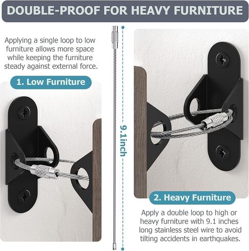 مثبتات أثاث من العلامة التجارية Booda لحماية الأطفال، مثبتات جدارية مضادة للطرف، أشرطة معدنية للزلازل آمنة لدرج 400 رطل، خزانة على الحائط، مرساة أمان لجدار خزانة الملابس لسلامة الأطفال (6 عبوات) in Kuwait