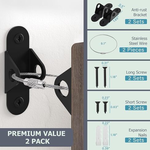 مثبتات أثاث من العلامة التجارية Booda لحماية الأطفال، مثبتات جدارية مضادة للطرف، أشرطة معدنية للزلازل آمنة لدرج 400 رطل، خزانة على الحائط، مرساة أمان لجدار خزانة الملابس لسلامة الأطفال (6 عبوات) in Kuwait