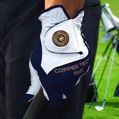 Copper Tech Men's Golf Gloves - Optimal Wrist Support with Copper Infused Thread - 100% AAA Synthetic Tacky Leather - Perfect for Summer & Fall Golfing - Golf Gloves Men (Hand Orientation: Both Hand) in Saudi Arabia