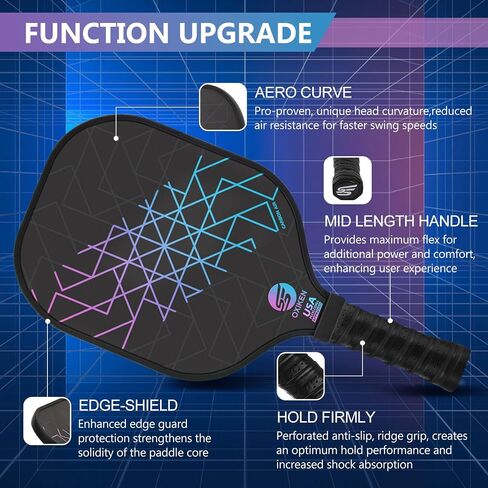 Pickleball Paddles Set of 4, USAPA Approved Carbon Fiber Pickle Ball Paddle (CHS), Polypropylene Honeycomb Core, Anti Slip Sweat Absorbing Grip, 4 Replacement Soft Grip, 6 Pickleball, Bag in Saudi Arabia