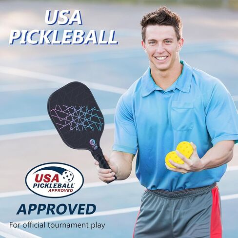Pickleball Paddles Set of 4, USAPA Approved Carbon Fiber Pickle Ball Paddle (CHS), Polypropylene Honeycomb Core, Anti Slip Sweat Absorbing Grip, 4 Replacement Soft Grip, 6 Pickleball, Bag in Saudi Arabia