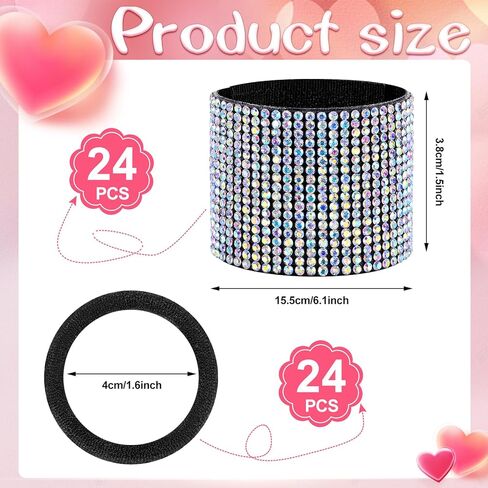 VAIPI 24 قطعة من أساور الشعر على شكل ذيل حصان من حجر الراين المبهجة، حامل شعر مشجع، شريط شعر كريستالي لامع قابل للتعديل، إكسسوارات شعر تشجيع للتشجيع في سن المراهقة، مسابقة كرة القدم اللينة in Kuwait