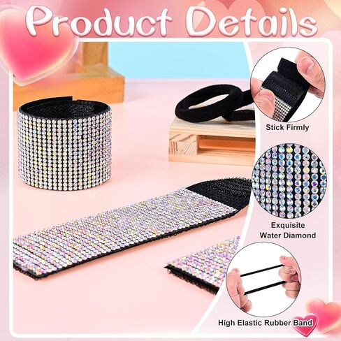 VAIPI 24 قطعة من أساور الشعر على شكل ذيل حصان من حجر الراين المبهجة، حامل شعر مشجع، شريط شعر كريستالي لامع قابل للتعديل، إكسسوارات شعر تشجيع للتشجيع في سن المراهقة، مسابقة كرة القدم اللينة in Kuwait