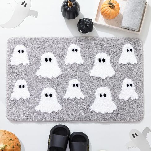 TRUEDAYS Halloween Spooky Ghosts Bath Mat Cute Home Decor Pink Bathroom Rugs for Bathroom Non Slip, Spooky Shower Rug for Bathroom, Bedroom, Living Home in Kuwait