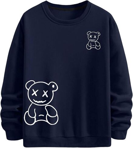 GORGLITTER Men's Bear Graphic Sweatshirts Round Neck Long Sleeve Pullover Tops Hoodie in Saudi Arabia