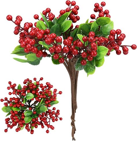 Felice Arts 6 حزمة عيد الميلاد يختار التوت الأحمر الاصطناعي ينبع التوت هولي وهمية لشجرة عيد الميلاد الحلي DIY إكليل زهرية ديكور الموقد in Kuwait