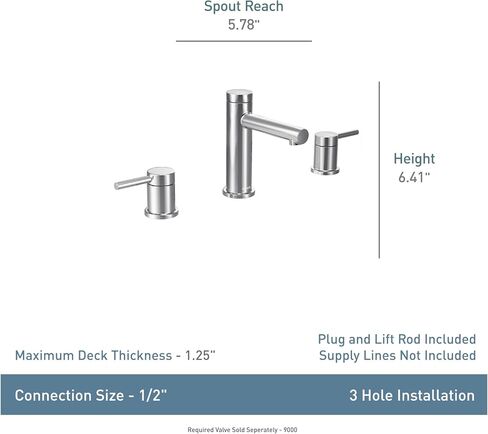 Moen Align Brushed Gold Two-Handle Three-Hole Modern Widespread Bathroom Faucet Trim Kit, Valve Required, T6193BG in Saudi Arabia