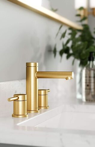 Moen Align Brushed Gold Two-Handle Three-Hole Modern Widespread Bathroom Faucet Trim Kit, Valve Required, T6193BG in Saudi Arabia