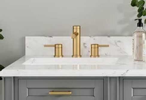 Moen Align Brushed Gold Two-Handle Three-Hole Modern Widespread Bathroom Faucet Trim Kit, Valve Required, T6193BG in Saudi Arabia
