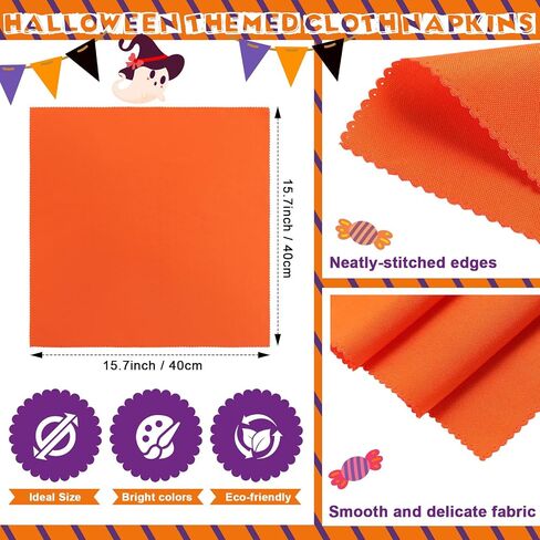 16 Pcs Halloween Napkins and Rings Set 8 Pcs Washable Halloween Napkins Cloth 8 Pcs Halloween Cute Ghost Napkin Rings Holder for Home Dinner Table Setting Halloween Party Supply in Saudi Arabia