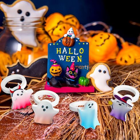 16 Pcs Halloween Napkins and Rings Set 8 Pcs Washable Halloween Napkins Cloth 8 Pcs Halloween Cute Ghost Napkin Rings Holder for Home Dinner Table Setting Halloween Party Supply in Saudi Arabia