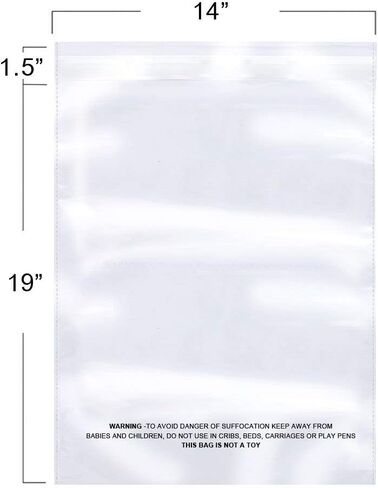 The Elixir Packaging 100 Count 14 x 19 Suffocation Warning Clear Reclosable Poly Plastic Bag, Self Seal Poly Bag Mailer Bag in Saudi Arabia
