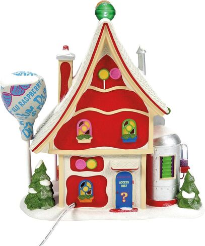 القسم 56 مجموعة North Pole Village Collection Dum-Dums Flavour Makers Lit Building - بورسلين مطلي يدويًا Dum Dum Lollipop Candy Factory منازل قرية عيد الميلاد مع أضواء ديكور المنزل، 7.4 بوصة in Saudi Arabia