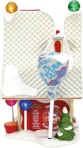 القسم 56 مجموعة North Pole Village Collection Dum-Dums Flavour Makers Lit Building - بورسلين مطلي يدويًا Dum Dum Lollipop Candy Factory منازل قرية عيد الميلاد مع أضواء ديكور المنزل، 7.4 بوصة in Saudi Arabia