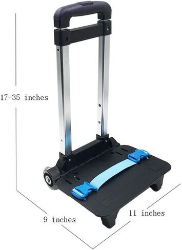 حقيبة ظهر بعجلات على شكل شاحنة يدوية وعربة بعجلات من سبائك الألومنيوم قابلة للطي لحقيبة المدرسة/حقيبة الظهر (أسود بعجلتين) in Kuwait
