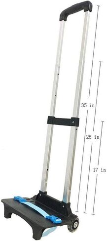 حقيبة ظهر بعجلات على شكل شاحنة يدوية وعربة بعجلات من سبائك الألومنيوم قابلة للطي لحقيبة المدرسة/حقيبة الظهر (أسود بعجلتين) in Kuwait